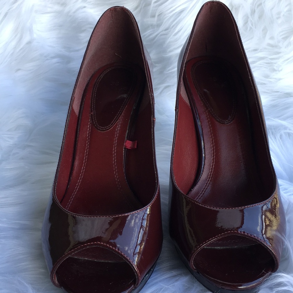 Zara Patent Leather Burgandy Wine Heels